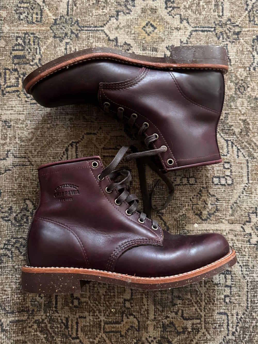 CHIPPEWA Original Cordovan 1901M25 Leather Service Utility Boots Size 9